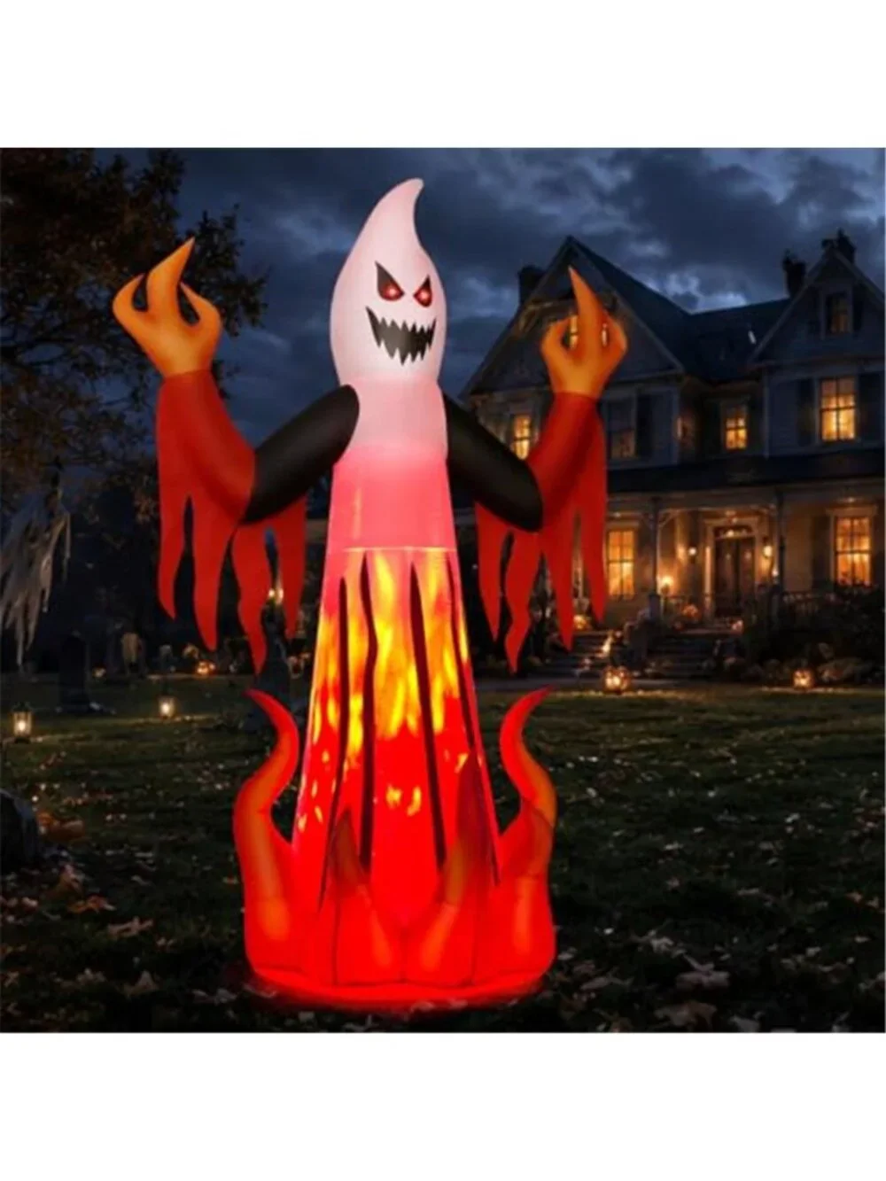 Halloween Inflatables 8FT Scary Ghost with Flames for Outdoor Yard Decor
